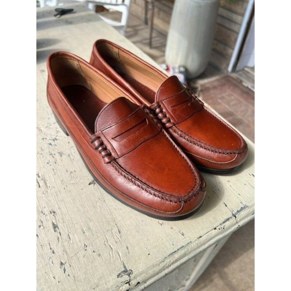 Bostonian Brown Leather Beef Penny Loafers CR-00-024 BEEF Men's 12M EXCLT